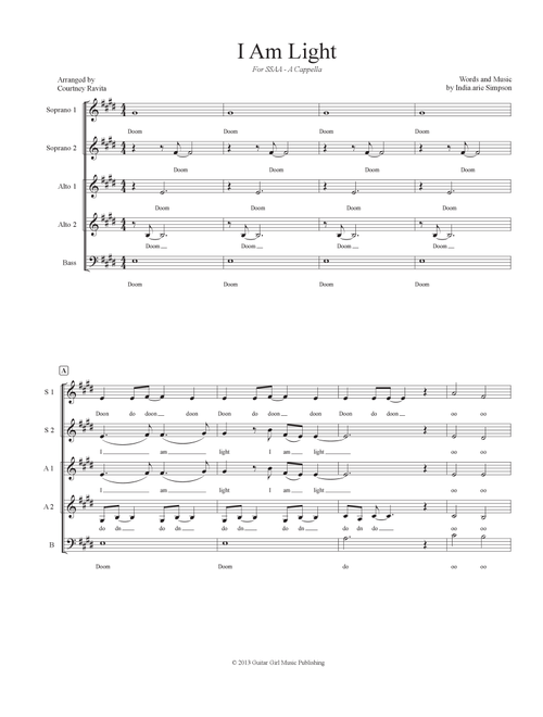 I Am Light (Arr. Courtney Ravita) - IndiaArie (Choral, SSAA)