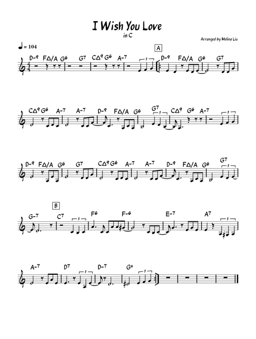 I Wish You Love – Charles Trenet Lead Sheet in C