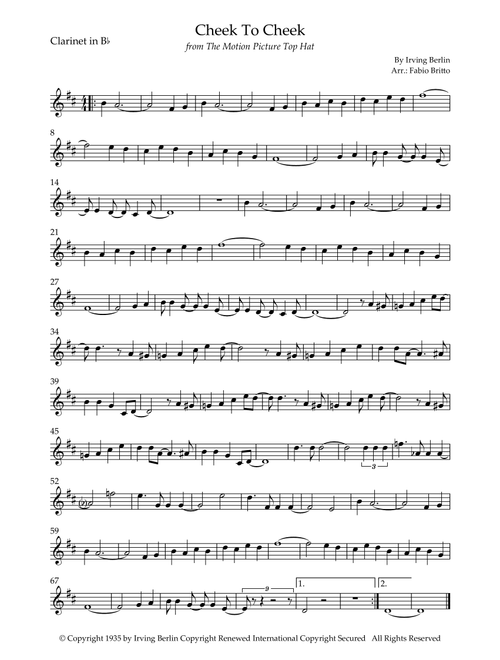 Cheek To Cheek (Arr. Fabio Britto) - Fred Astaire (Clarinet Solo)