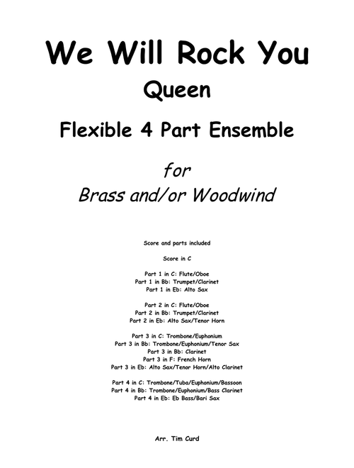 We Will Rock You (Arr. Tim Curd) - Queen (Large Ensemble)