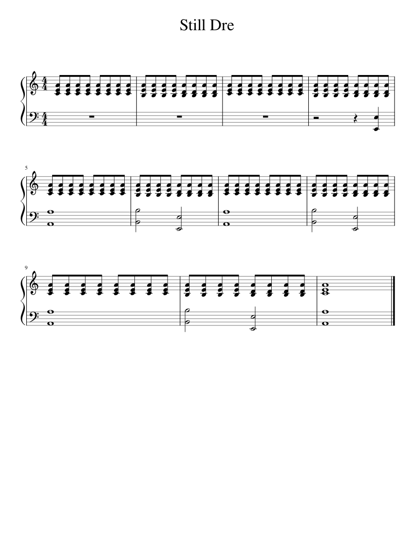 Still Dre Easy Sheet Music For Piano Solo 