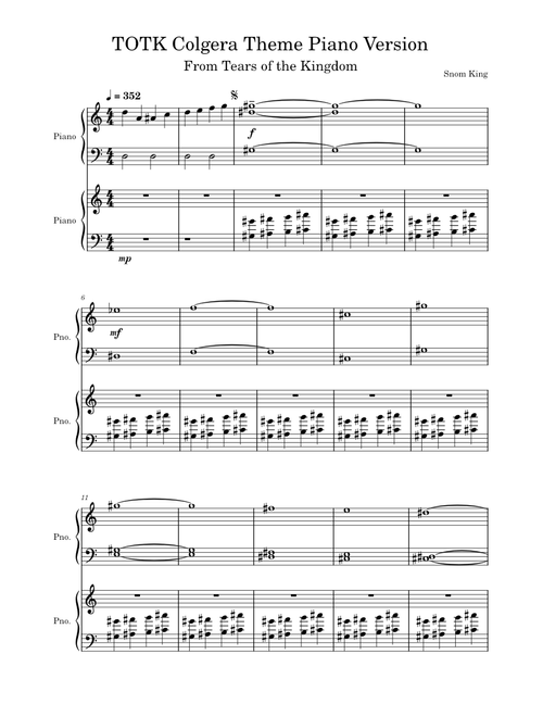 Colgera theme PIANO VERSIO (from Legends of Zelda: Tears of the Kingdom)