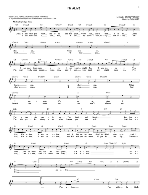 I'm Alive (from Next to Normal) - Next to Normal Cast, J Robert Spencer, Jennifer Damiano (Lead Sheet - Fake Book)