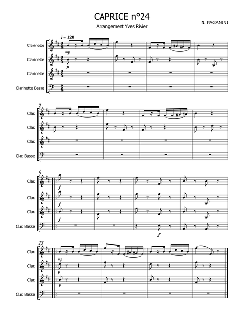 CAPRICE (Arr. Yves Rivier) - Paganini (Woodwind Ensemble)