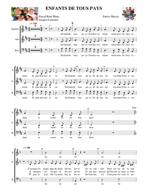 Enfants de tous pays - Enrico Macias (SAB MuseScore)