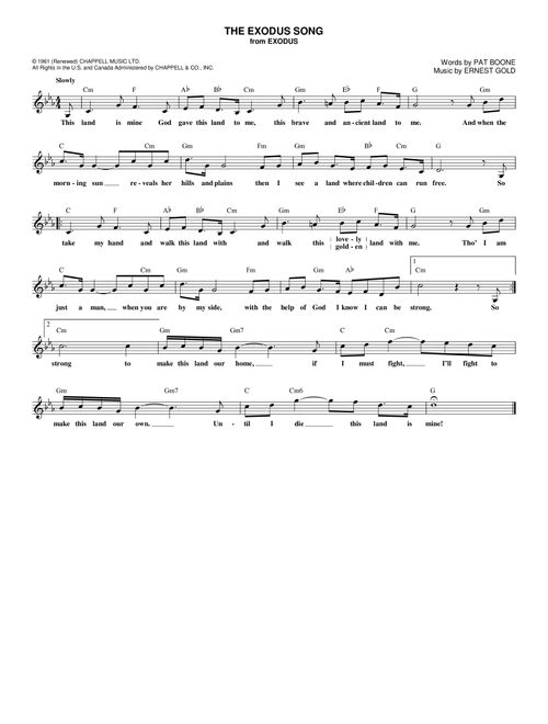 The Exodus Song - Ernest Gold (Lead Sheet - Fake Book)