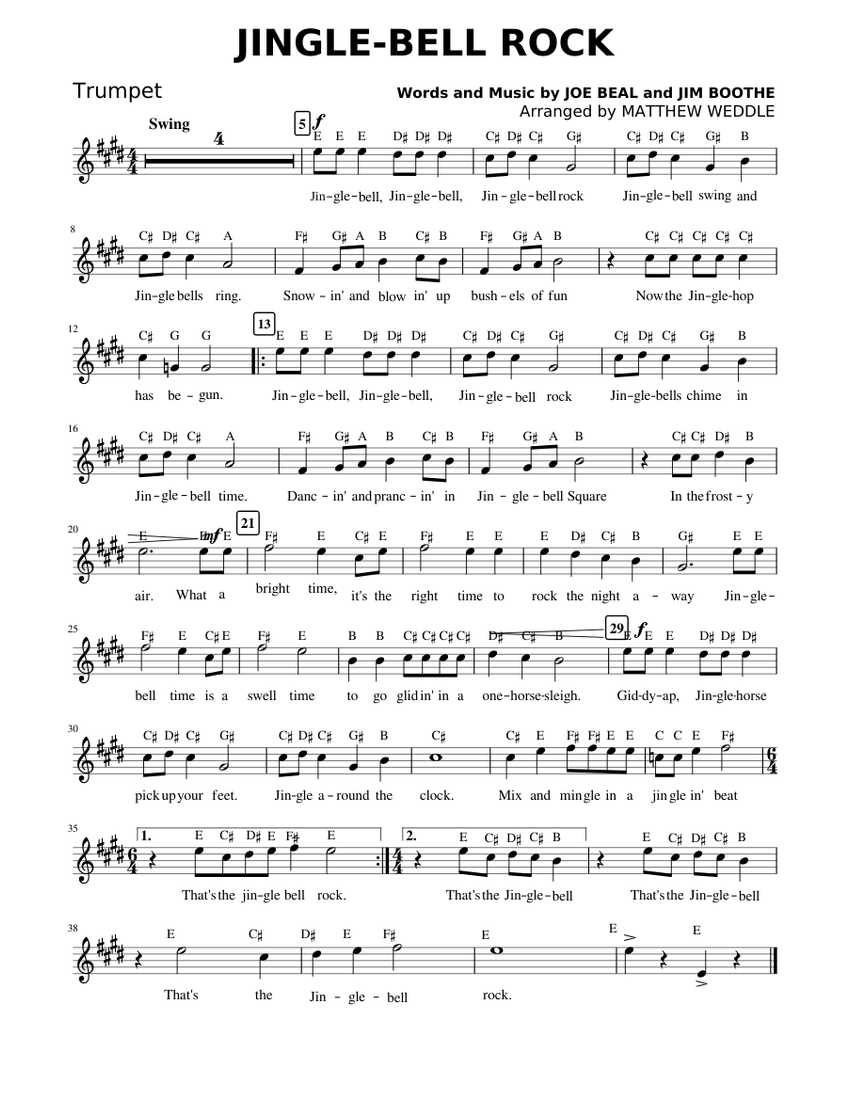 JINGLEBELL ROCK Sheet music for Trumpet in bflat (Solo)