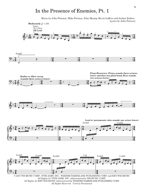In The Presence Of Enemies - Part 1 - Dream Theater (Piano Vocal)