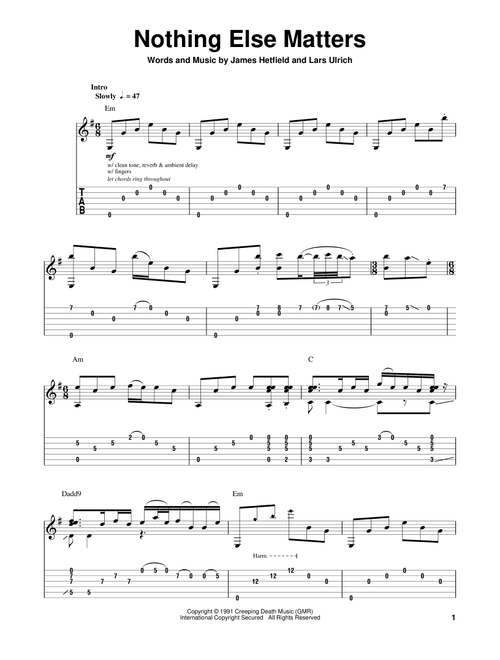 Nothing Else Matters - Metallica (Guitar Tab Play-Along)