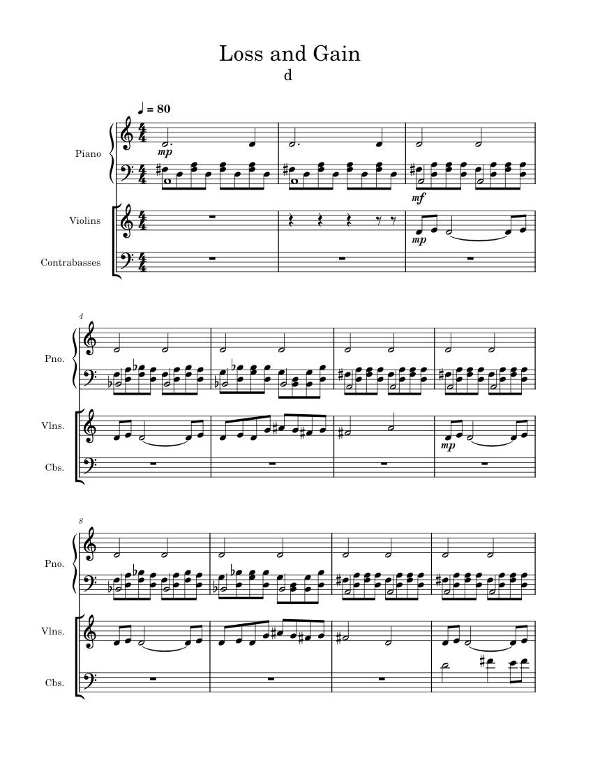 Loss and Gain Sheet music for Piano, Strings group (Mixed Trio ...