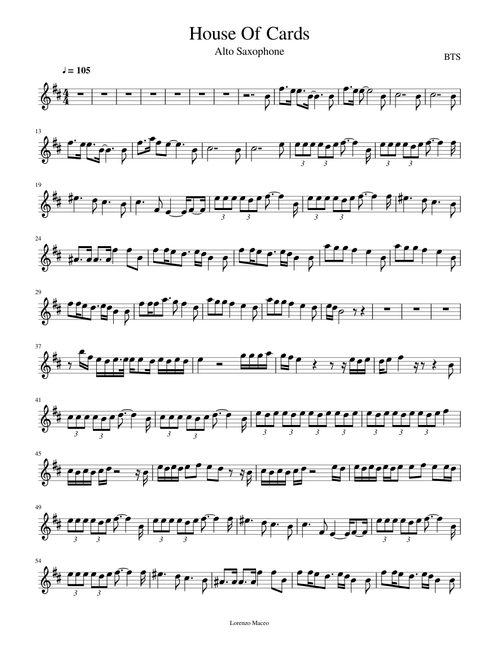 House Of Cards - Alto Saxophone