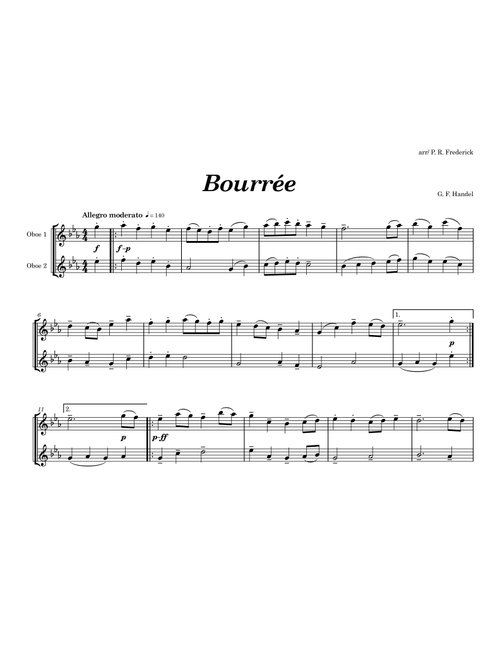 Bourrée (Arr. P. R. Frederick) - G F Handel (Oboe Duet)