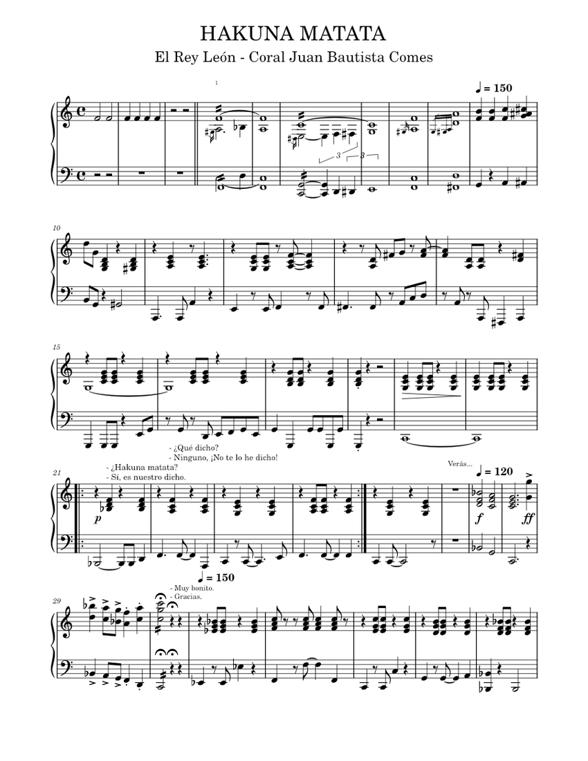 HAKUNA_MATATA - accomp piano Sheet music for Piano (Piano Duo ...