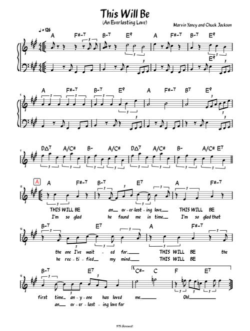 This Will Be (Lead sheet with lyrics )