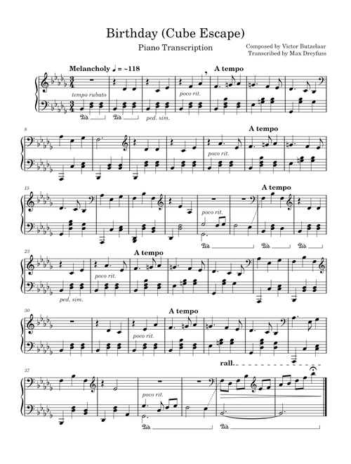Birthday Piano Theme – Victor Butzelaar