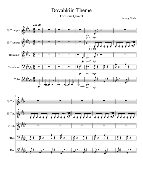 Skyrim Theme Brass Quintet (Creamy Edition)