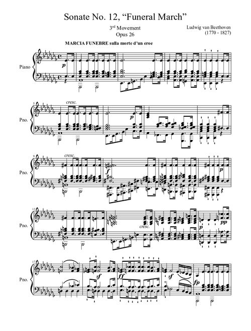 Sonate No. 12, “Funeral March” 3rd Movement