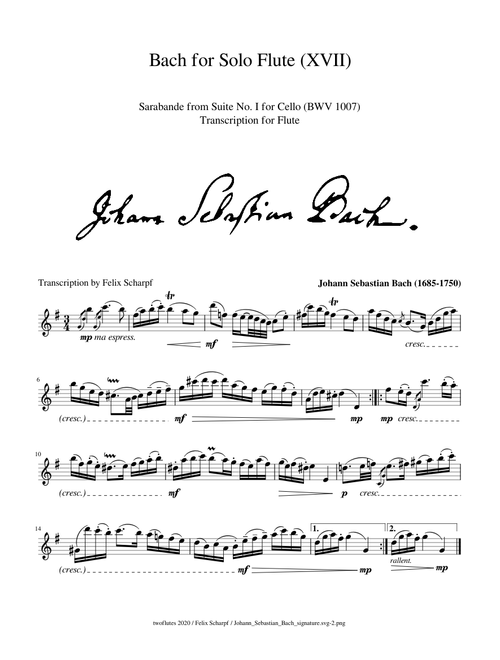 Bach for Solo Flute (XVII) - Sarabande from Suite No.I for Cello (BWV1007)