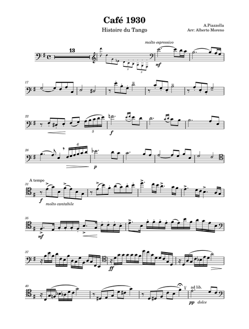 CAFE 1930 - HISTOIRE DU TANGO / HISTORIA DEL TANGO - BASSOON/CELLO ARRANGEMENT (Arr. AMC) - Astor Piazzolla (Bassoon Solo)