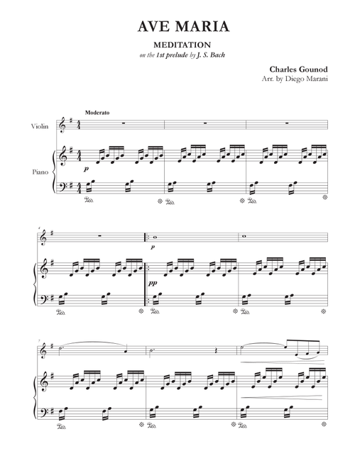 Ave Maria by Bach/Gounod for Violin and Piano (Arr. Diego Marani) - C Gounod, J S Bach (Violin and Piano)