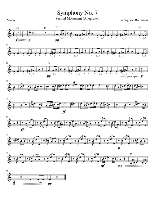 Beethoven Symphony No. 7 Violin II