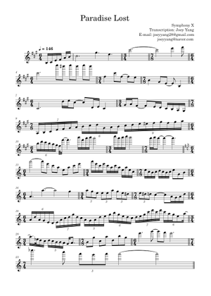 Paradise lost – Symphony X Sheet Music with Chords for Piano (Solo