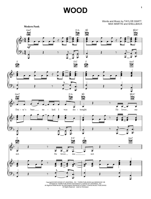 Wood - Taylor Swift (Piano-Vocal-Guitar)