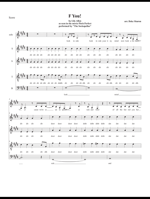 Fuck You (Arr. Deke Sharon) - Lily Allen, Greg Kurstin (Choral, SATB divisi)