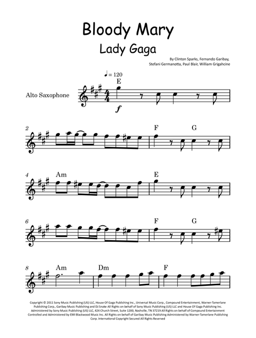 Bloody Mary (Arr. Glauco Fernandes) - Lady Gaga (Alto Sax Solo)