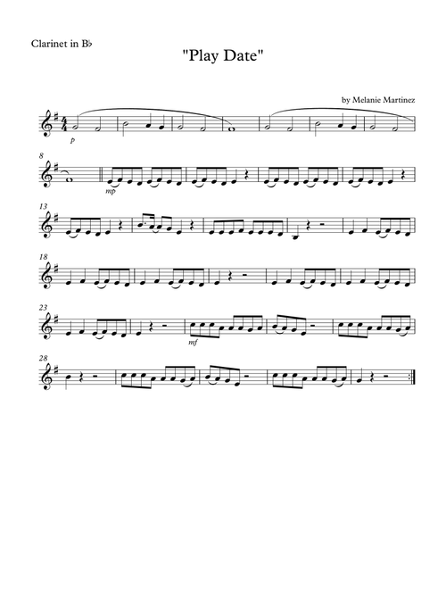Play Date (Arr. SongBird Music) - Melanie Martinez (Clarinet Solo)