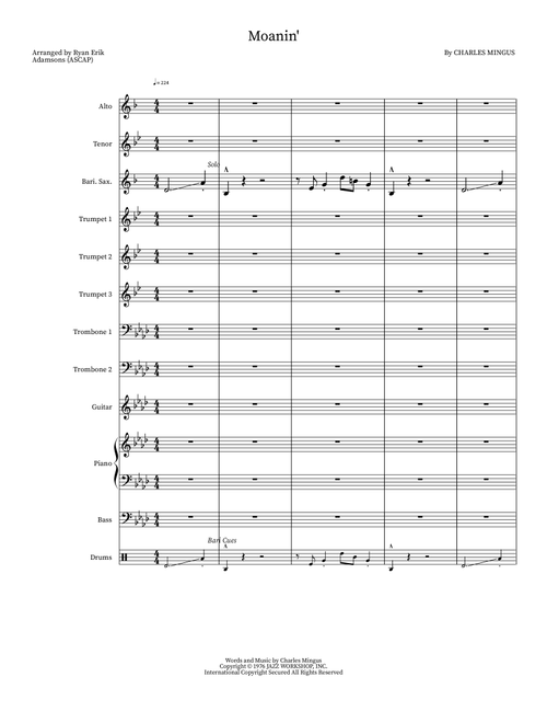Moanin' (Arr. Ryan Erik Adamsons (ASCAP)) - Charles Mingus (Jazz Ensemble)