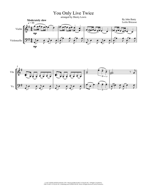 You Only Live Twice (Arr. Sherry Lewis) - John Barry, Leslie Bricusse (Instrumental Duet)