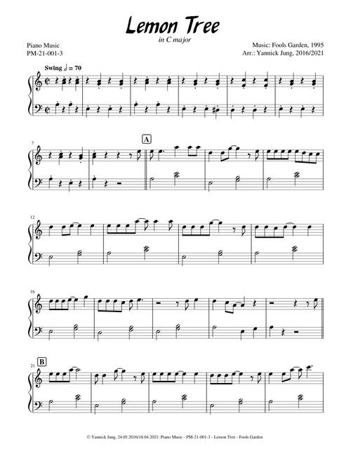 Lemon tree – Fool's Garden - C major