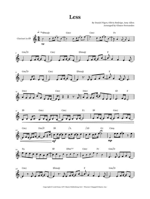 Less (Arr. Glauco Fernandes) - Olivia Rodrigo (Clarinet Solo)