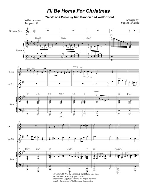 I'll Be Home For Christmas (Arr. Stephen DeCesare) - Rascal Flatts (Instrumental Duet and Piano)