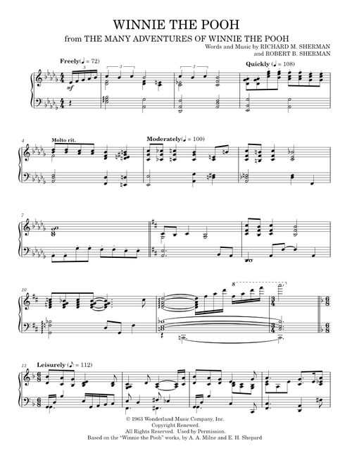 Winnie The Pooh - Julie Andrews, Sherman Brothers (Piano Solo)