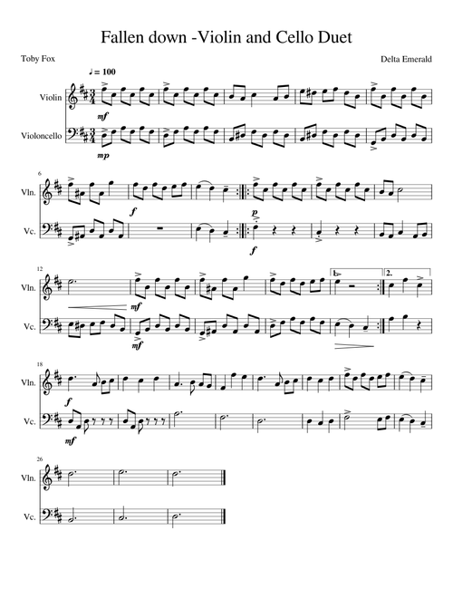 Fallen down - Violin and cello duet