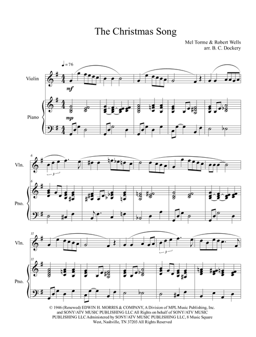 The Christmas Song (chestnuts Roasting On An Open Fire) (Arr. B. C. Dockery) - John Denver (Violin and Piano)