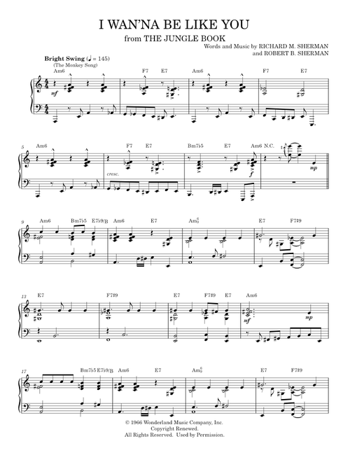 I Wan'na Be like You (The Monkey Song) - Richard M. Sherman; Robert B. Sherman (Piano Solo)