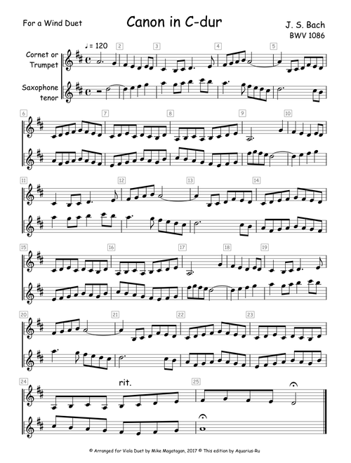 J.S. Bach – Canon C-dur – Trumpet & Tenor Sax