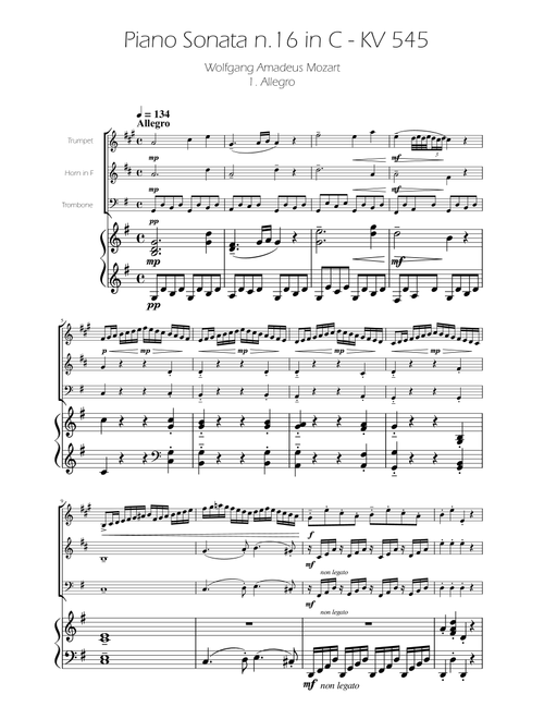 Sonata No. 16 in C Major KV 545 - Allegro - Brass Trio (Arr. Ygor Nunes) - Wolfgang Amadeus Mozart (Brass Ensemble)