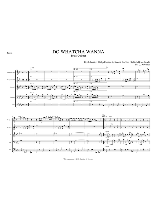 Do Whatcha Wanna - Kermit Ruffins/arr. C. Nowmos