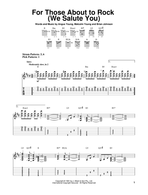 For Those About To Rock (We Salute You) - AC/DC (Easy Guitar with TAB)