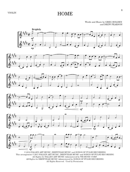 Home - Phillip Phillips (Violin Duet)