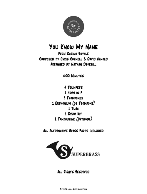 You Know My Name (Arr. Nathan Deverill) - Chris Cornell (Brass Ensemble)