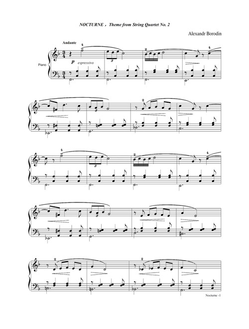 Nocturne - Alexandr Borodin (Piano Solo)