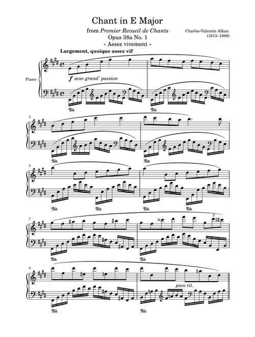 Chant Opus 38a No. 1 in E Major (Arr. Zachary Corbett) - Charles-Valentin Alkan (Piano Solo)