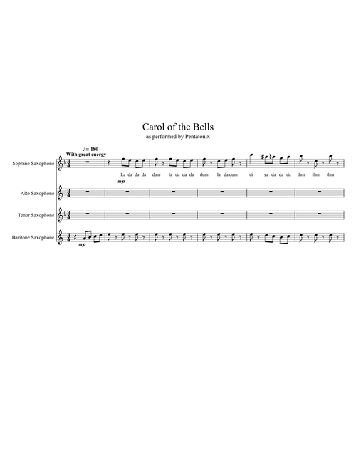 Carol of the Bells Sax Quartet