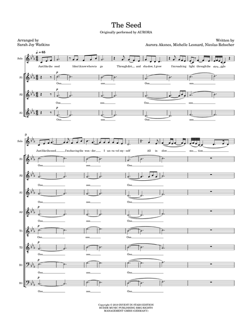 The Seed (Arr. Sarah Joy Watkins) - Nicolas Rebscher, Aurora Aksnes, Michelle Leonard (Choral, SATB divisi)