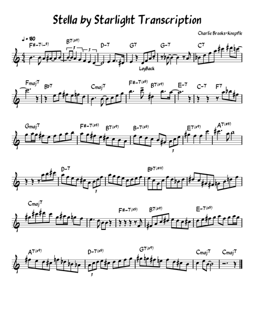 Stella by Starlight Transcription - CBK